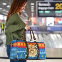 Mongolia Christmas Travel Bag with Santa Sheep Christmas Trees and Snowflake - Wonder Print Shop
