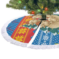 Mongolia Christmas Tree Skirt with Santa Sheep Christmas Trees and Snowflake - Wonder Print Shop