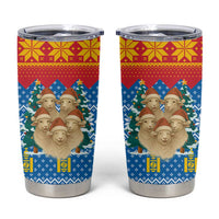 Mongolia Christmas Tumbler Cup with Santa Sheep Christmas Trees and Snowflake - Wonder Print Shop