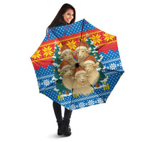Mongolia Christmas Umbrella with Santa Sheep Christmas Trees and Snowflake - Wonder Print Shop