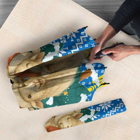 Mongolia Christmas Umbrella with Santa Sheep Christmas Trees and Snowflake - Wonder Print Shop