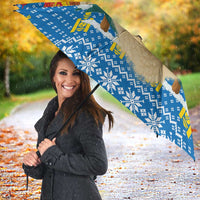 Mongolia Christmas Umbrella with Santa Sheep Christmas Trees and Snowflake - Wonder Print Shop