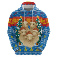 Mongolia Christmas Zip Hoodie with Santa Sheep Christmas Trees and Snowflake - Wonder Print Shop