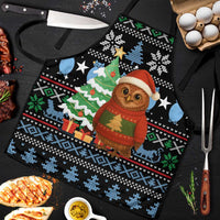Micronesia Christmas Apron with Santa Owl Christmas Tree Gifts and Snowflake - Wonder Print Shop