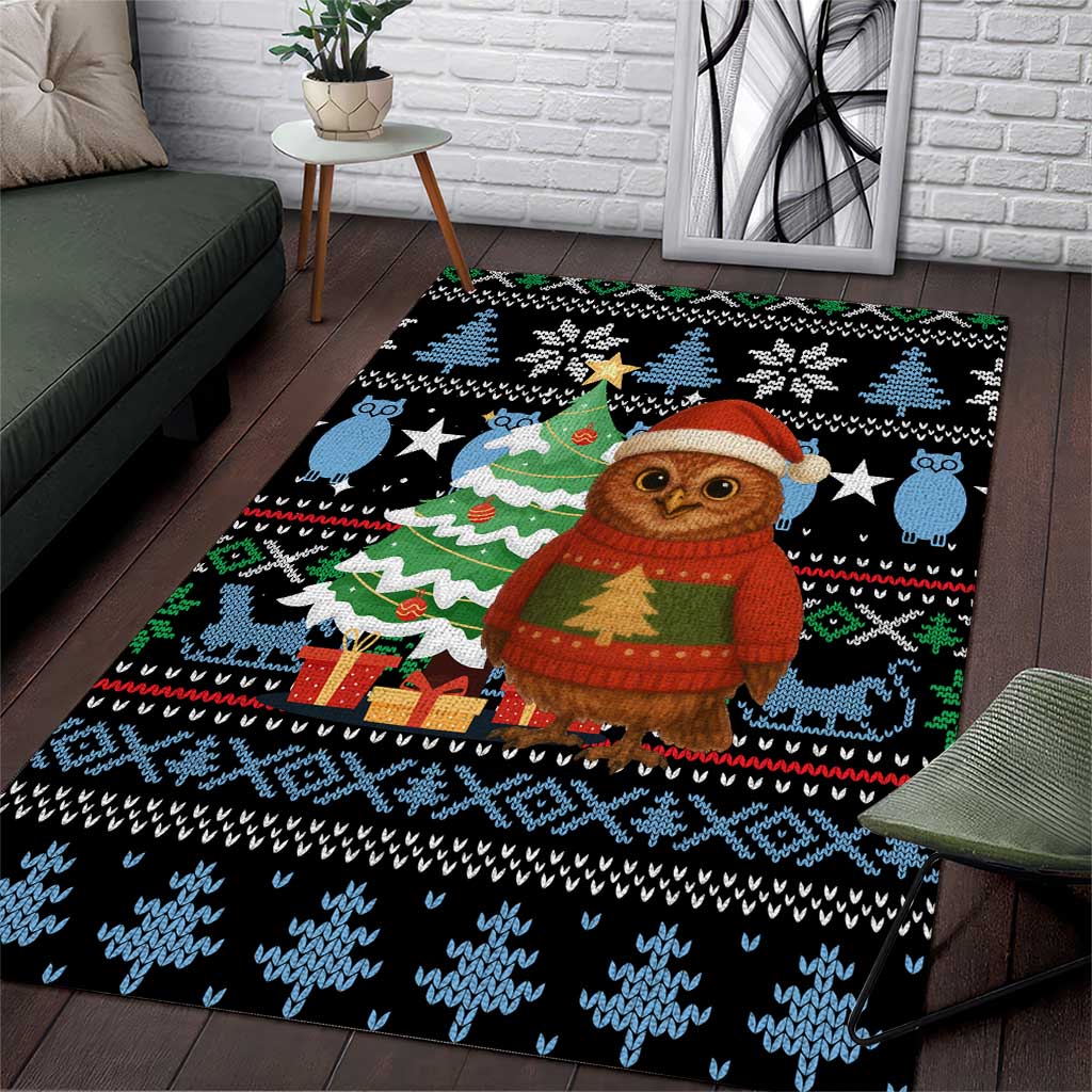 Micronesia Christmas Area Rug with Santa Owl Christmas Tree Gifts and Snowflake - Wonder Print Shop