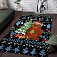 Micronesia Christmas Area Rug with Santa Owl Christmas Tree Gifts and Snowflake - Wonder Print Shop