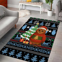 Micronesia Christmas Area Rug with Santa Owl Christmas Tree Gifts and Snowflake - Wonder Print Shop