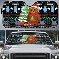 Micronesia Christmas Auto Sun Shade with Santa Owl Christmas Tree Gifts and Snowflake - Wonder Print Shop