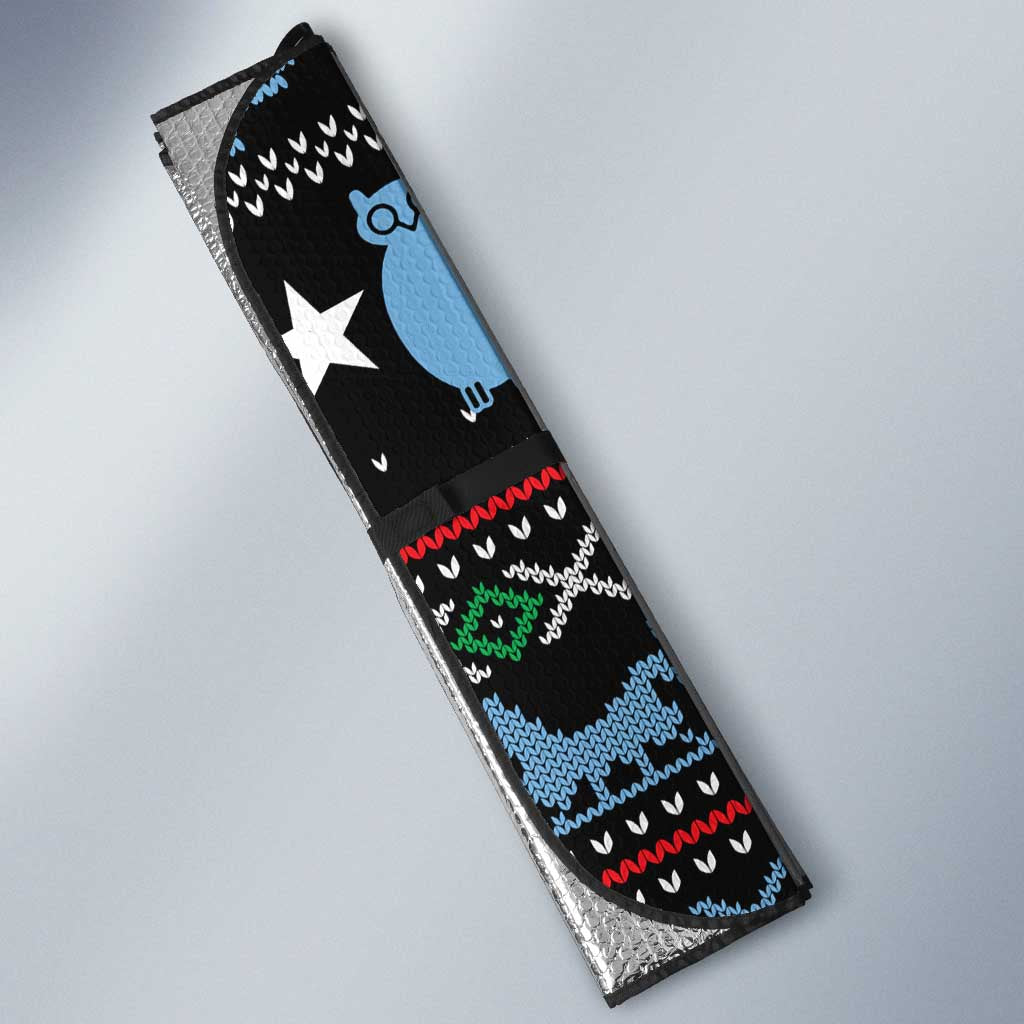 Micronesia Christmas Auto Sun Shade with Santa Owl Christmas Tree Gifts and Snowflake - Wonder Print Shop