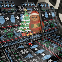 Micronesia Christmas Back Car Seat Cover with Santa Owl Christmas Tree Gifts and Snowflake - Wonder Print Shop