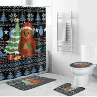 Micronesia Christmas Bathroom Set with Santa Owl Christmas Tree Gifts and Snowflake - Wonder Print Shop