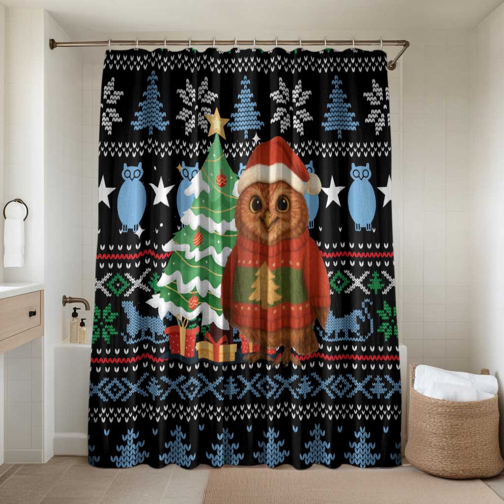 Micronesia Christmas Bathroom Set with Santa Owl Christmas Tree Gifts and Snowflake - Wonder Print Shop