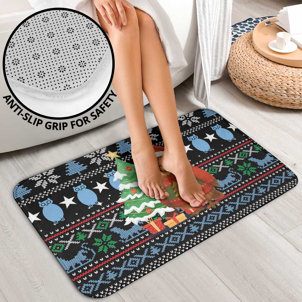 Micronesia Christmas Bathroom Set with Santa Owl Christmas Tree Gifts and Snowflake - Wonder Print Shop