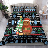 Micronesia Christmas Bedding Set with Santa Owl Christmas Tree Gifts and Snowflake - Wonder Print Shop