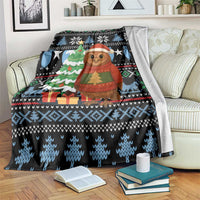 Micronesia Christmas Blanket with Santa Owl Christmas Tree Gifts and Snowflake - Wonder Print Shop