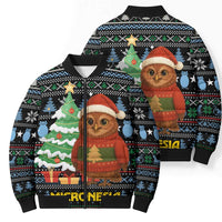Micronesia Christmas Bomber Puffer Jacket with Santa Owl Christmas Tree Gifts and Snowflake - Wonder Print Shop
