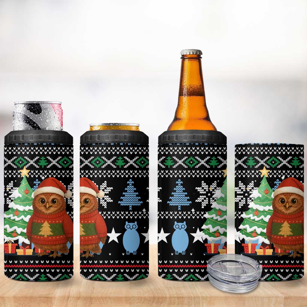 Micronesia Christmas 4 in 1 Can Cooler Tumbler with Santa Owl Christmas Tree Gifts and Snowflake - Wonder Print Shop