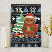 Micronesia Christmas Canvas Wall Art with Santa Owl Christmas Tree Gifts and Snowflake - Wonder Print Shop