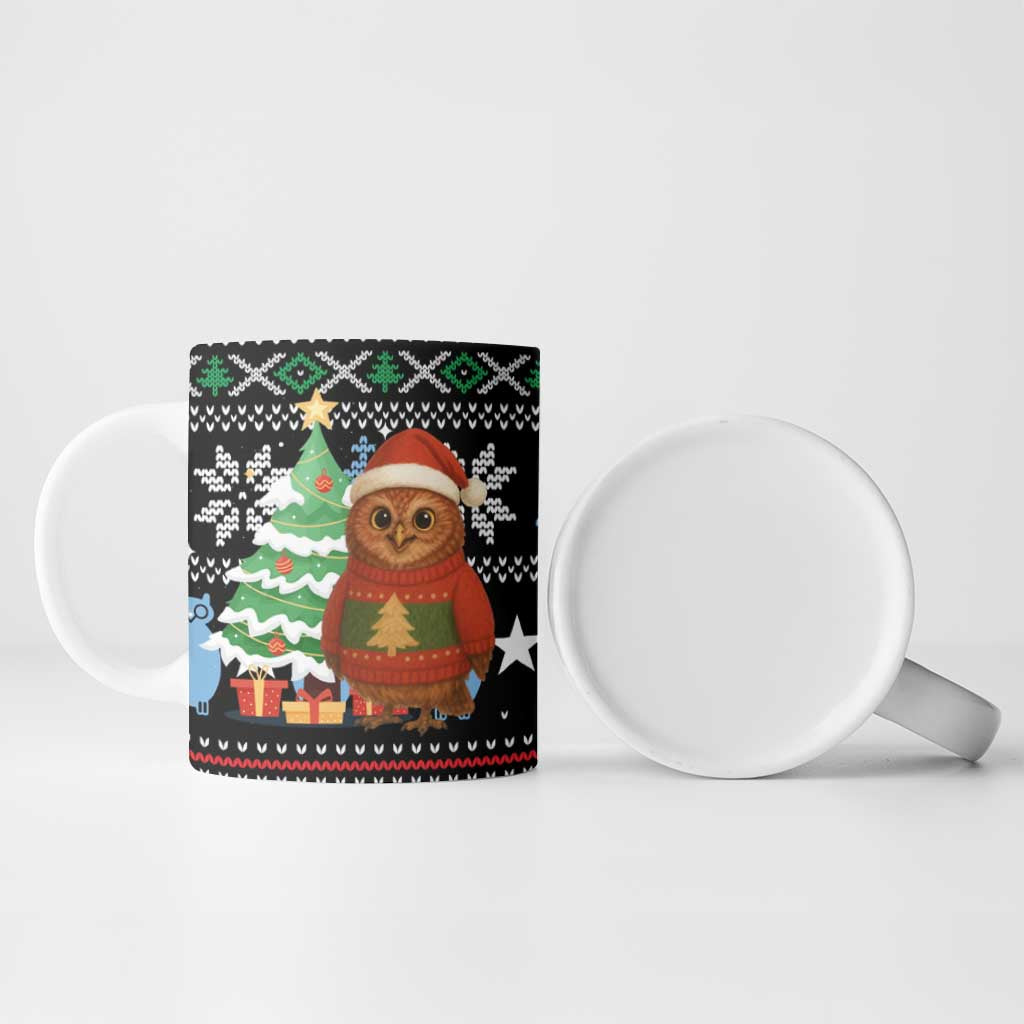 Micronesia Christmas Ceramic Mug with Santa Owl Christmas Tree Gifts and Snowflake - Wonder Print Shop
