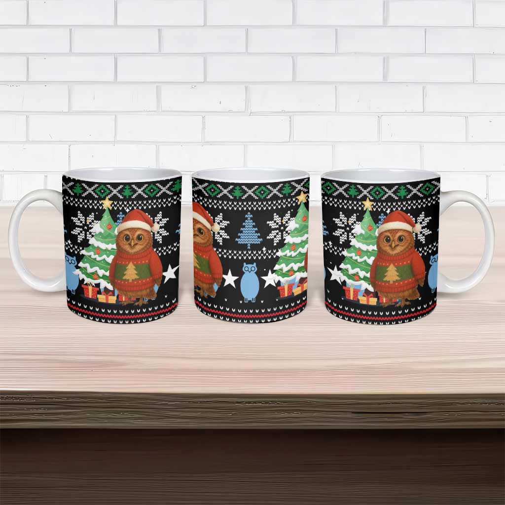 Micronesia Christmas Ceramic Mug with Santa Owl Christmas Tree Gifts and Snowflake - Wonder Print Shop