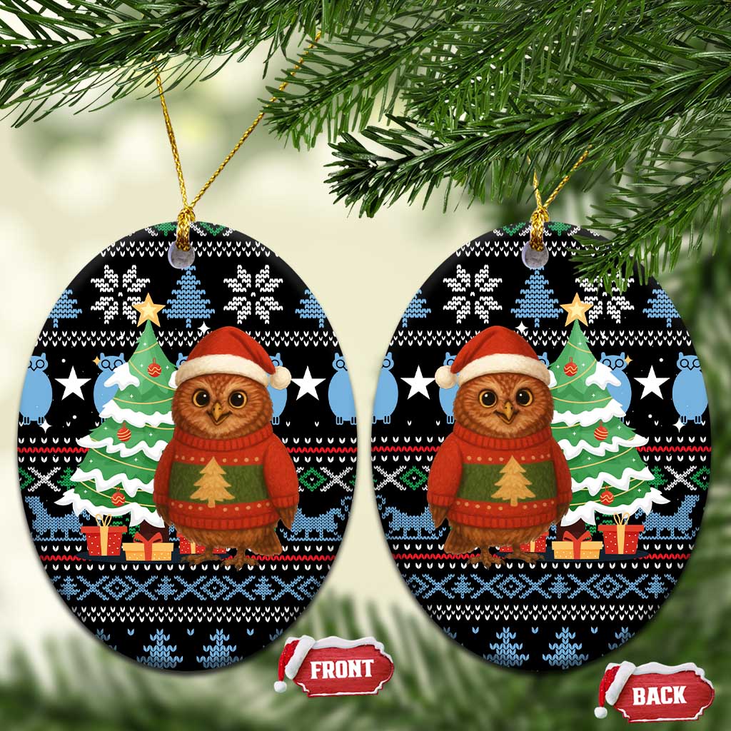 Micronesia Christmas Ceramic Ornament with Santa Owl Christmas Tree Gifts and Snowflake - Wonder Print Shop