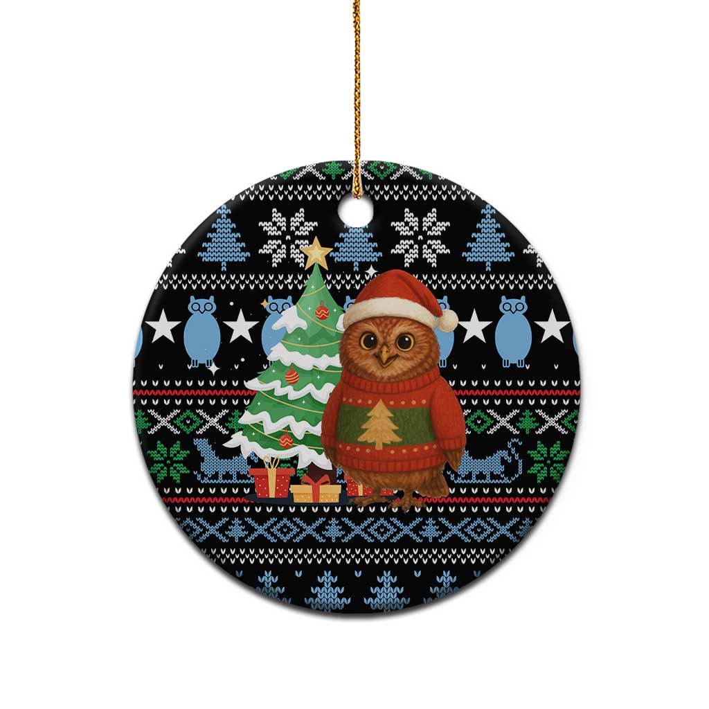 Micronesia Christmas Ceramic Ornament with Santa Owl Christmas Tree Gifts and Snowflake - Wonder Print Shop