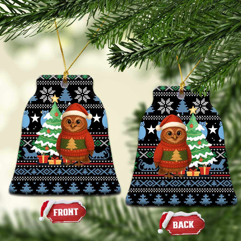 Micronesia Christmas Ceramic Ornament with Santa Owl Christmas Tree Gifts and Snowflake - Wonder Print Shop