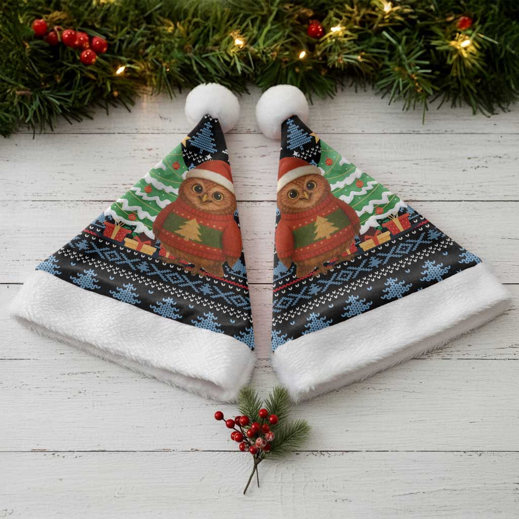 Micronesia Christmas Santa Hat with Santa Owl Christmas Tree Gifts and Snowflake - Wonder Print Shop