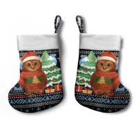 Micronesia Christmas Stocking with Santa Owl Christmas Tree Gifts and Snowflake - Wonder Print Shop