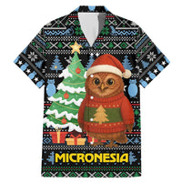 Micronesia Christmas Family Matching Mermaid Dress and Hawaiian Shirt with Santa Owl Christmas Tree Gifts and Snowflake - Wonder Print Shop