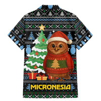 Micronesia Christmas Family Matching Mermaid Dress and Hawaiian Shirt with Santa Owl Christmas Tree Gifts and Snowflake - Wonder Print Shop
