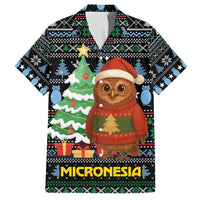 Micronesia Christmas Family Matching Off Shoulder Maxi Dress and Hawaiian Shirt with Santa Owl Christmas Tree Gifts and Snowflake - Wonder Print Shop