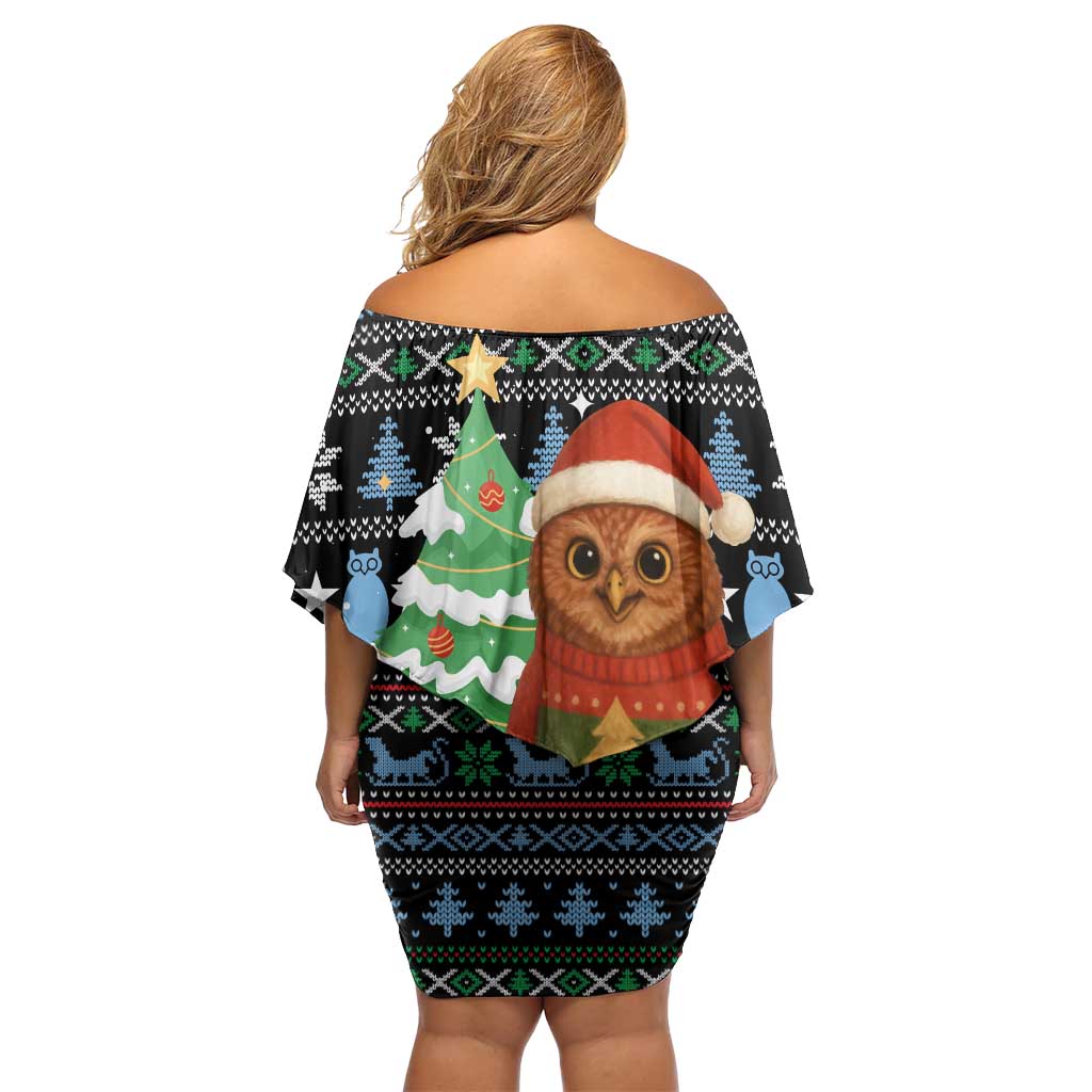 Micronesia Christmas Family Matching Off Shoulder Short Dress and Hawaiian Shirt with Santa Owl Christmas Tree Gifts and Snowflake - Wonder Print Shop