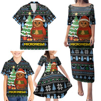 Micronesia Christmas Family Matching Puletasi and Hawaiian Shirt with Santa Owl Christmas Tree Gifts and Snowflake - Wonder Print Shop