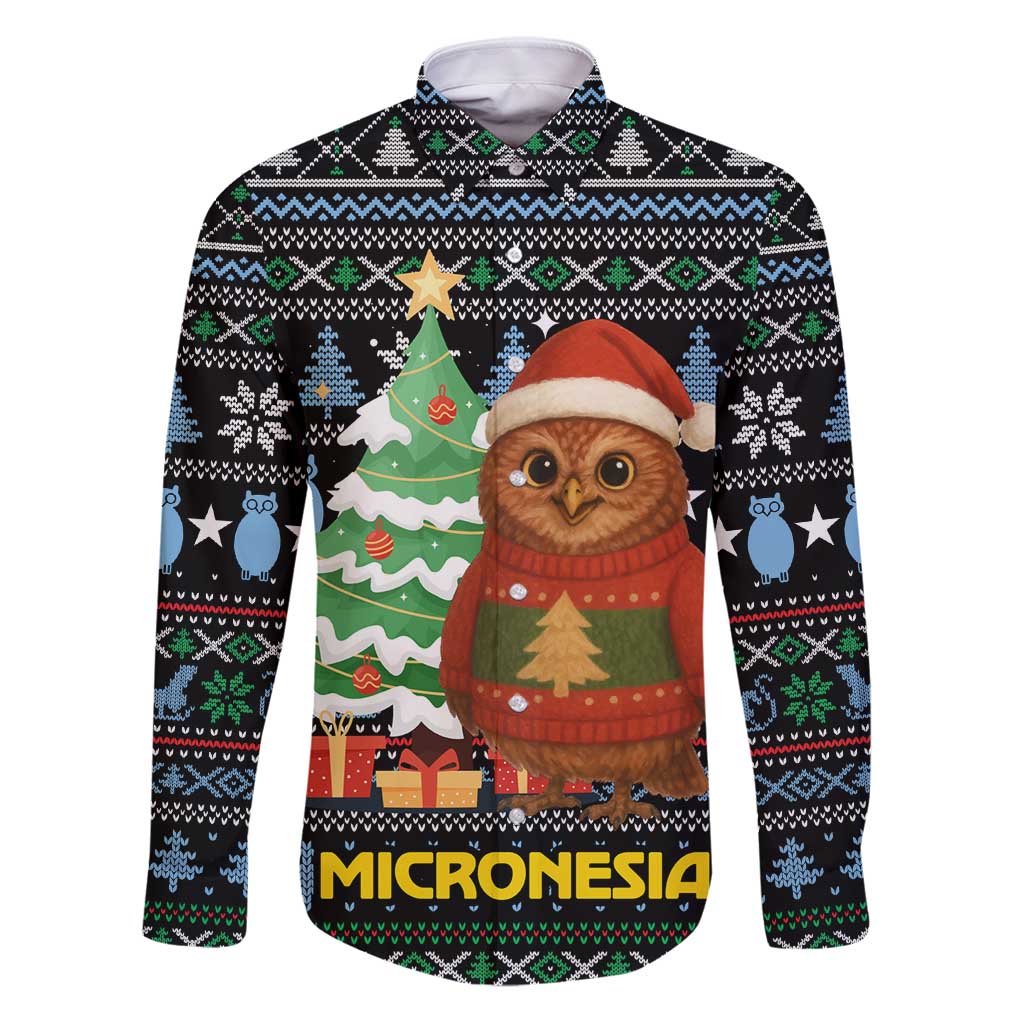 Micronesia Christmas Family Matching Puletasi and Hawaiian Shirt with Santa Owl Christmas Tree Gifts and Snowflake - Wonder Print Shop