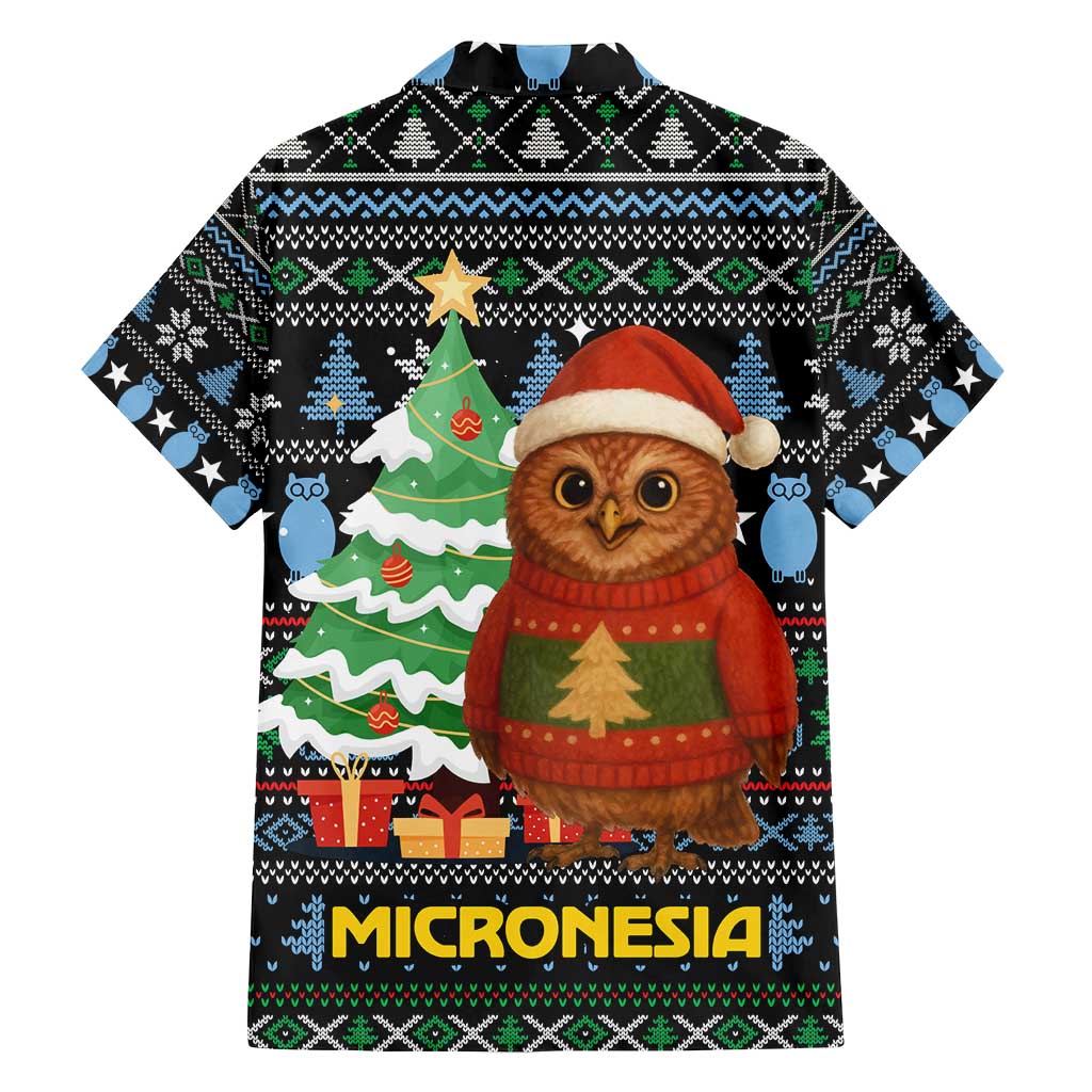 Micronesia Christmas Family Matching Summer Maxi Dress and Hawaiian Shirt with Santa Owl Christmas Tree Gifts and Snowflake - Wonder Print Shop