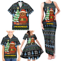 Micronesia Christmas Family Matching Tank Maxi Dress and Hawaiian Shirt with Santa Owl Christmas Tree Gifts and Snowflake - Wonder Print Shop