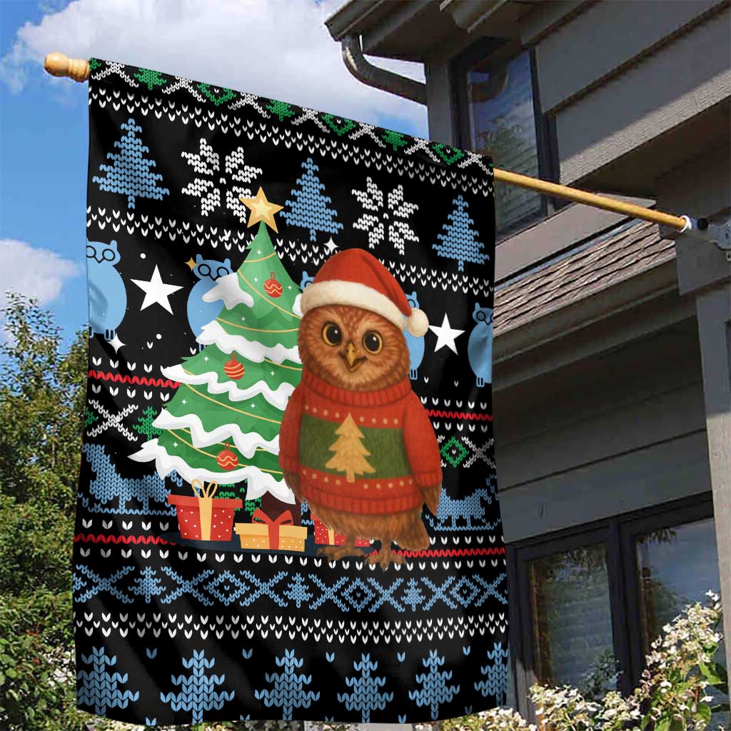 Micronesia Christmas Garden Flag with Santa Owl Christmas Tree Gifts and Snowflake - Wonder Print Shop