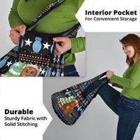 Micronesia Christmas Grocery Bag with Santa Owl Christmas Tree Gifts and Snowflake - Wonder Print Shop