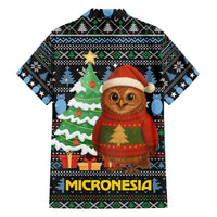 Micronesia Christmas Hawaiian Shirt with Santa Owl Christmas Tree Gifts and Snowflake - Wonder Print Shop