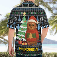 Micronesia Christmas Hawaiian Shirt with Santa Owl Christmas Tree Gifts and Snowflake - Wonder Print Shop