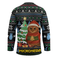 Micronesia Christmas Hockey Jersey with Santa Owl Christmas Tree Gifts and Snowflake - Wonder Print Shop