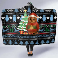 Micronesia Christmas Hooded Blanket with Santa Owl Christmas Tree Gifts and Snowflake - Wonder Print Shop