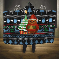 Micronesia Christmas Hooded Blanket with Santa Owl Christmas Tree Gifts and Snowflake - Wonder Print Shop