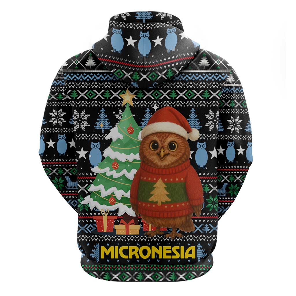 Micronesia Christmas Hoodie with Santa Owl Christmas Tree Gifts and Snowflake - Wonder Print Shop