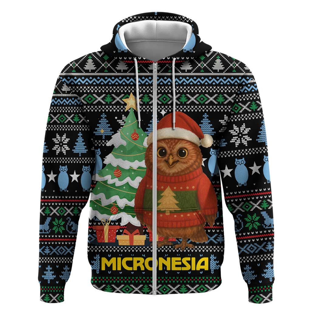 Micronesia Christmas Hoodie with Santa Owl Christmas Tree Gifts and Snowflake - Wonder Print Shop