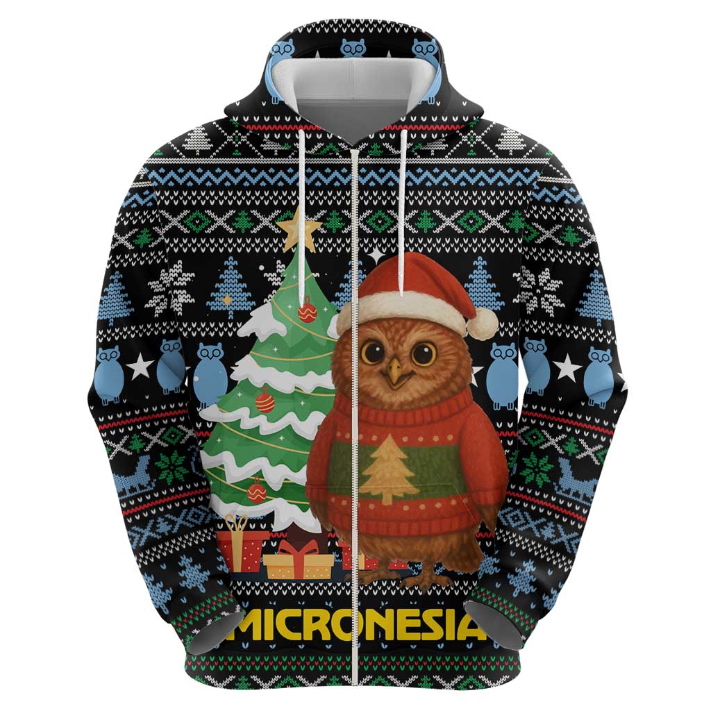 Micronesia Christmas Hoodie with Santa Owl Christmas Tree Gifts and Snowflake - Wonder Print Shop