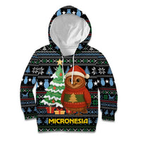 Micronesia Christmas Kid Hoodie with Santa Owl Christmas Tree Gifts and Snowflake - Wonder Print Shop
