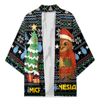 Micronesia Christmas Kimono with Santa Owl Christmas Tree Gifts and Snowflake - Wonder Print Shop