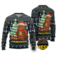 Micronesia Christmas Ugly Christmas Sweater with Santa Owl Christmas Tree Gifts and Snowflake - Wonder Print Shop